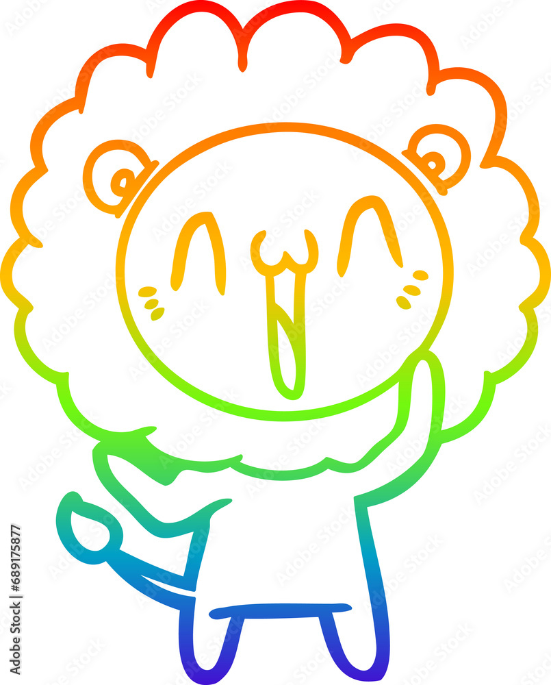 rainbow gradient line drawing of a happy cartoon lion rainbow gradient line drawing of a happy cartoon lion