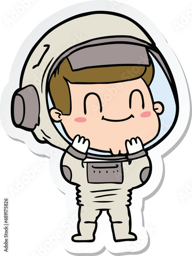 sticker of a happy cartoon astronaut