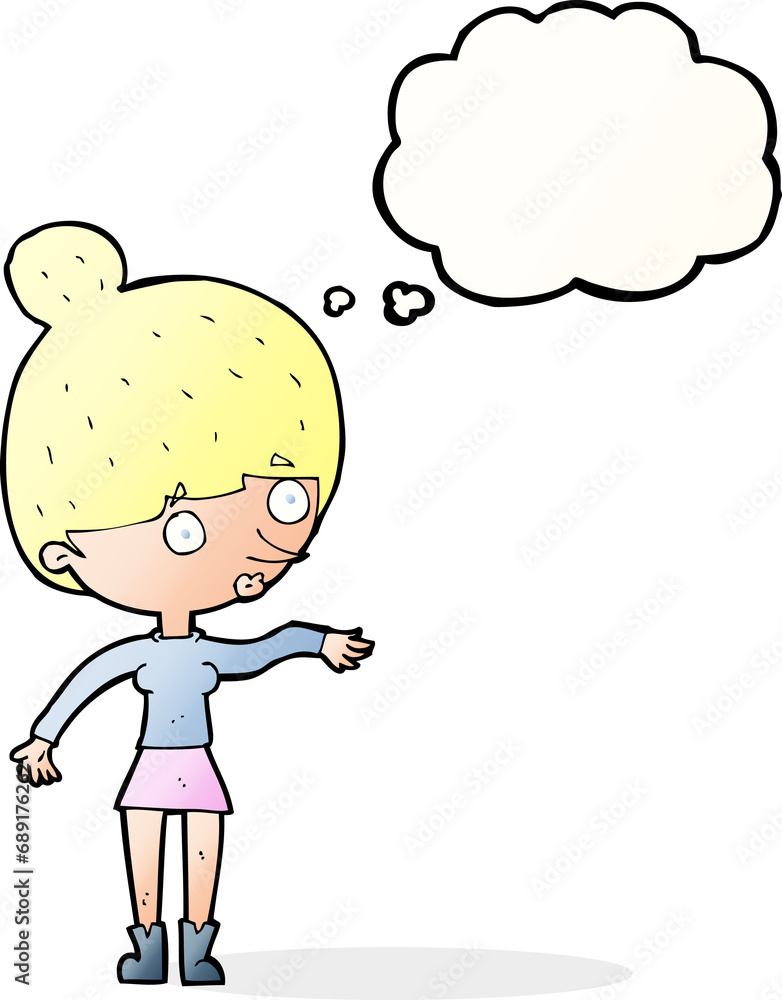 cartoon surprised woman with thought bubble cartoon surprised woman with thought bubble