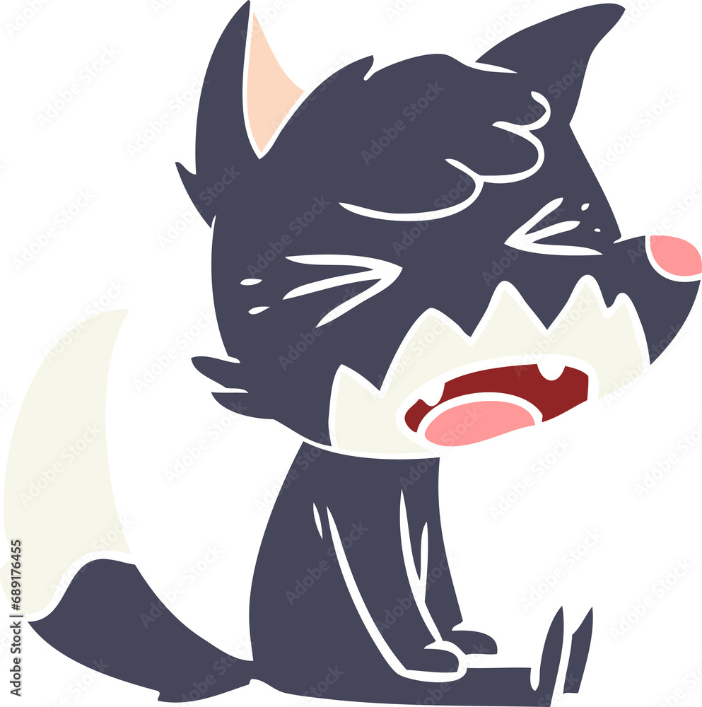 angry flat color style cartoon fox sitting angry flat color style cartoon fox sitting
