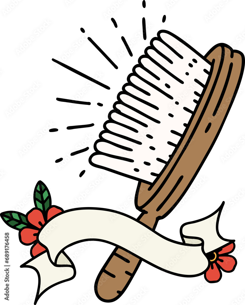 scroll banner with tattoo style hairbrush scroll banner with tattoo style hairbrush
