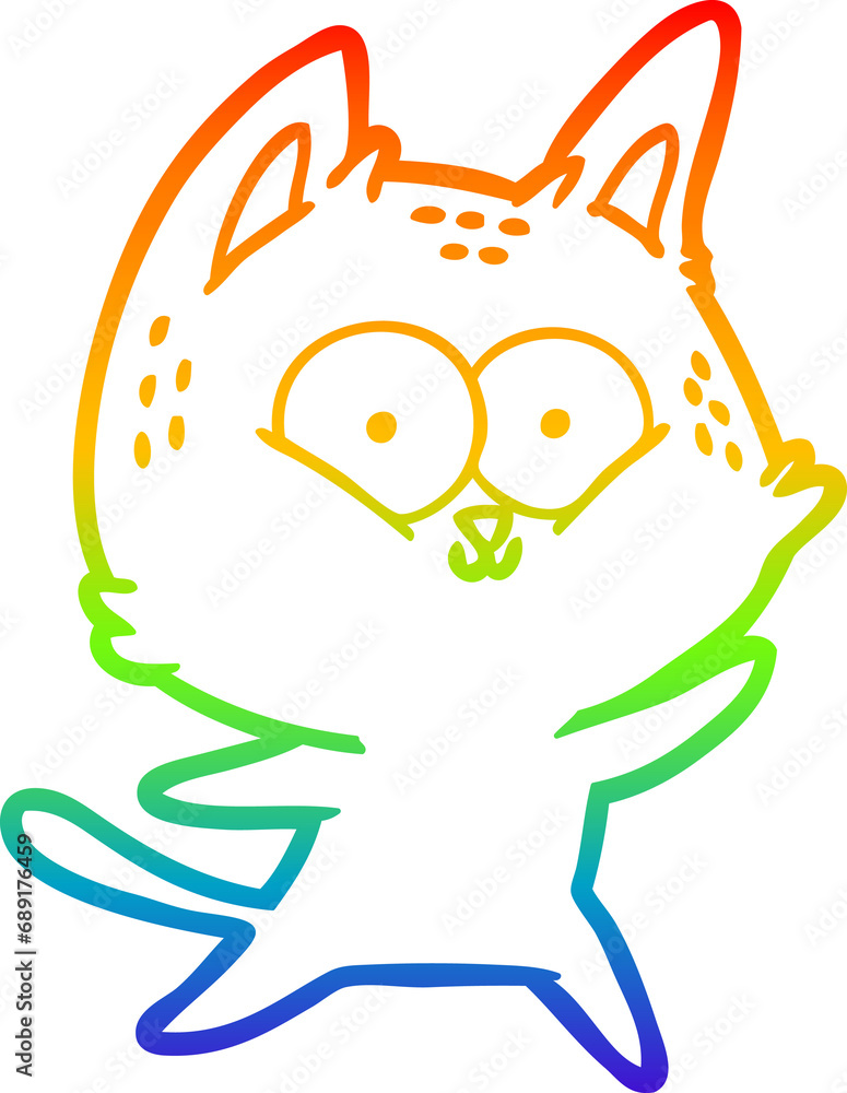 Obraz premium rainbow gradient line drawing of a cartoon cat