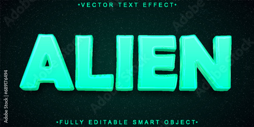 Cartoon Turquoise Alien Vector Fully Editable Smart Object Text Effect