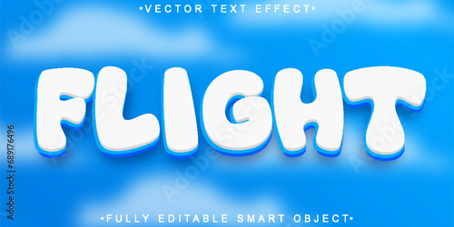 Cartoon Flight Travel Vector Fully Editable Smart Object Text Effect