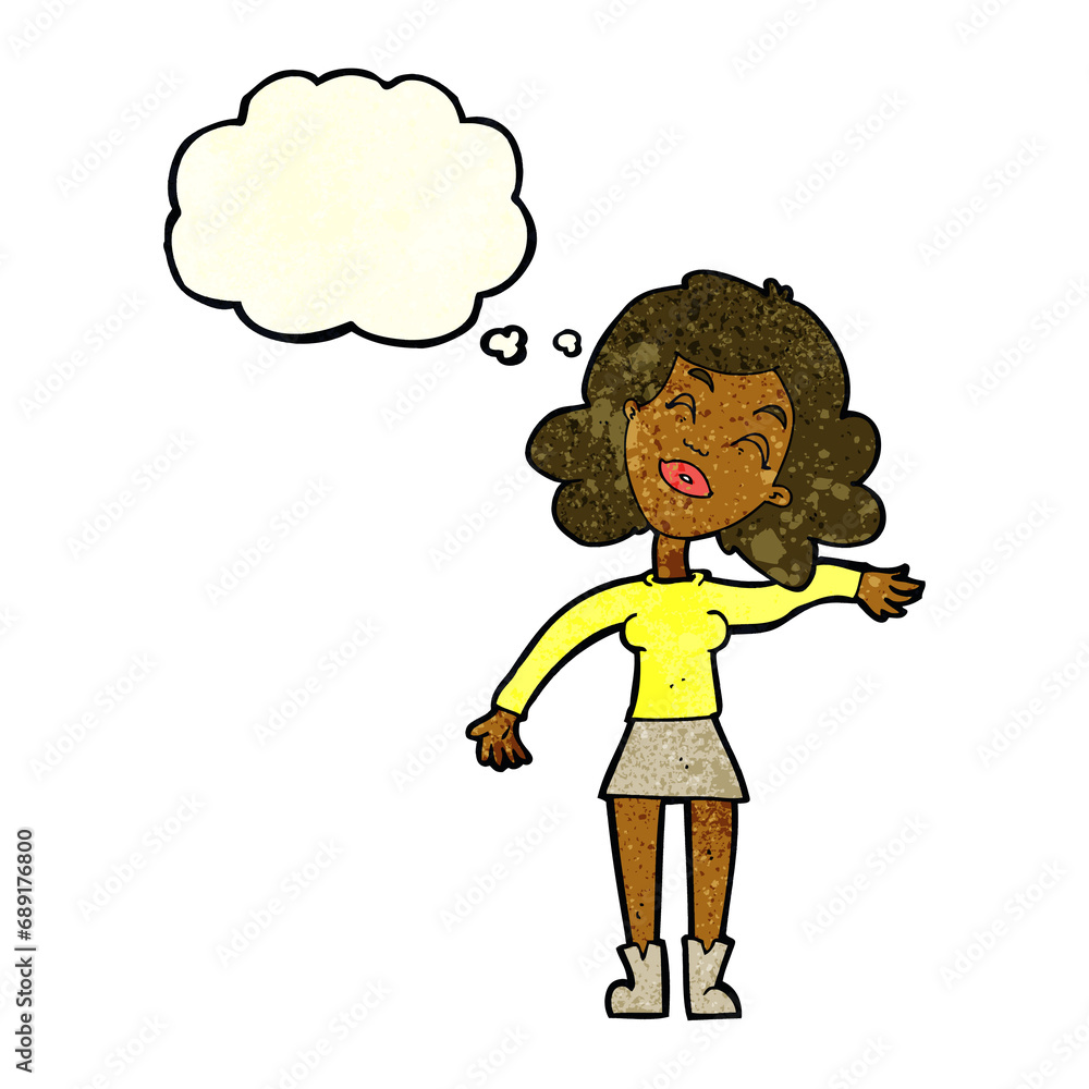 cartoon woman only joking with thought bubble cartoon woman only joking with thought bubble