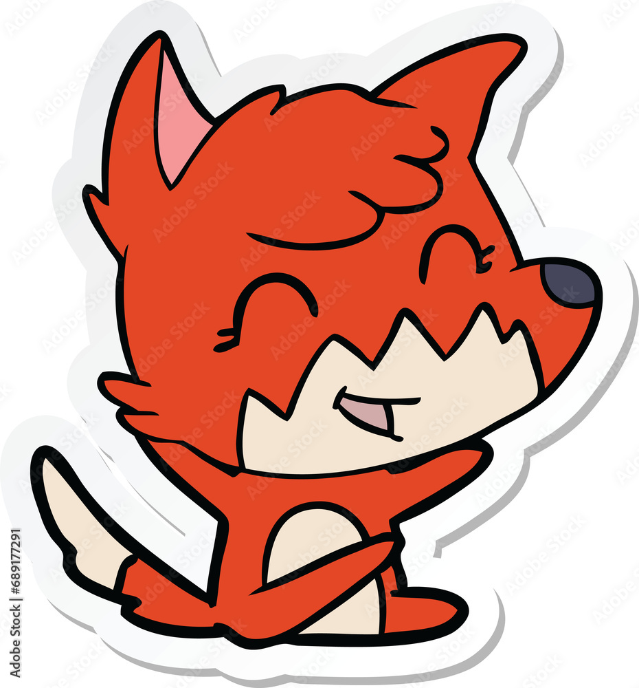 sticker of a happy cartoon fox sticker of a happy cartoon fox