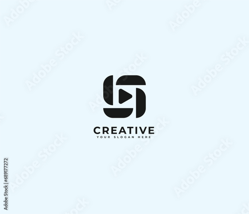 Video player abstract, modern, minimalist and timeless logo design icon. Company logo ideas 2024.