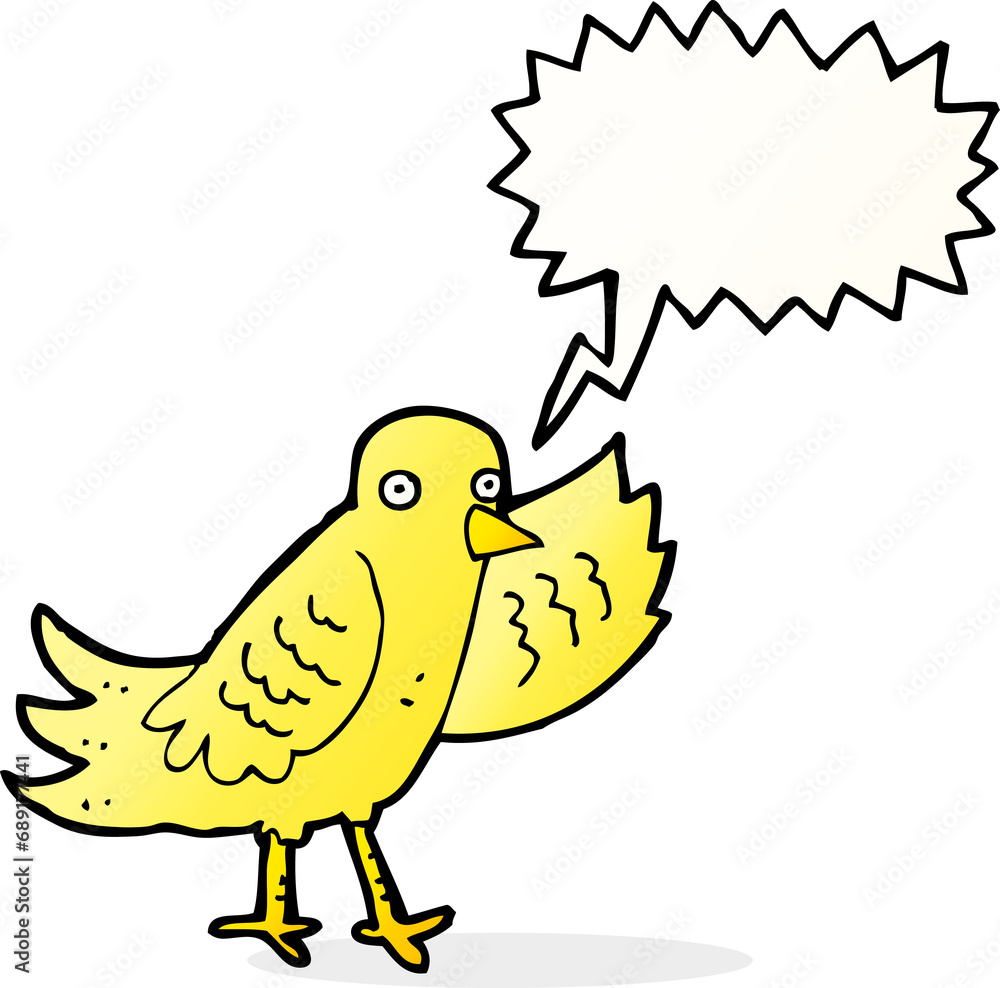 cartoon waving bird with speech bubble cartoon waving bird with speech bubble