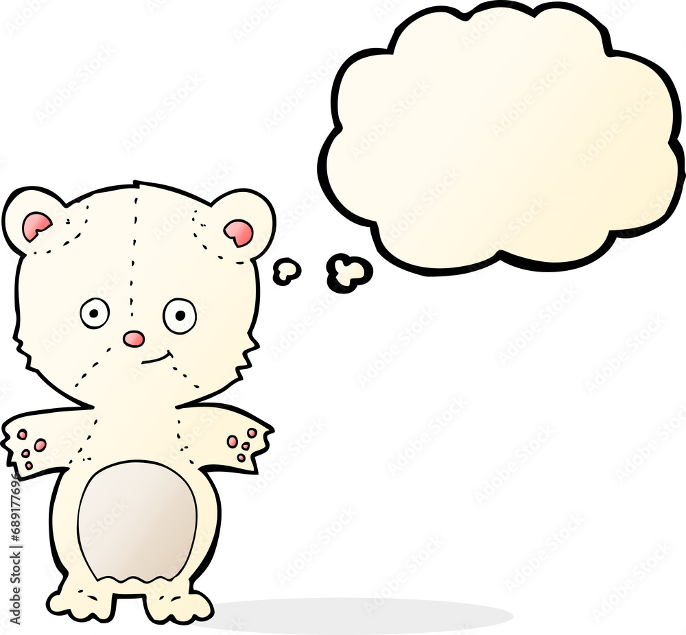 cartoon polar bear cub with thought bubble