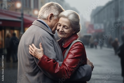 portrait of a senior couple outdoor in the city