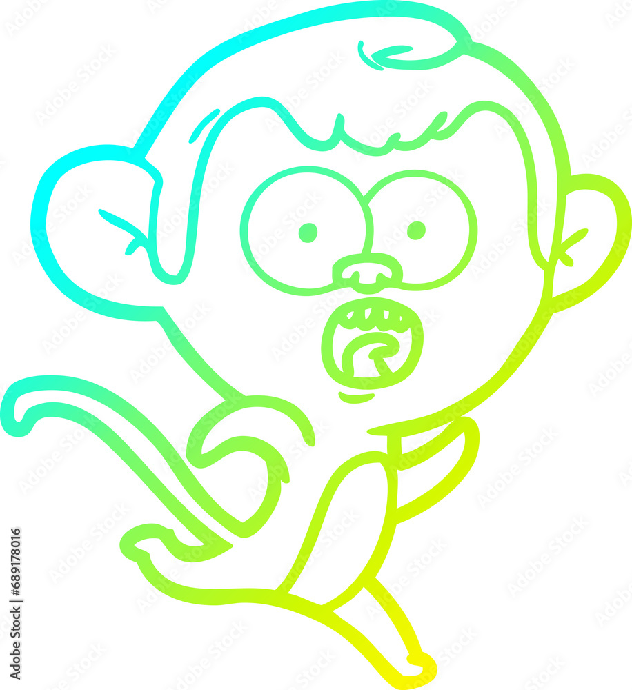 cold gradient line drawing of a cartoon shocked monkey cold gradient line drawing of a cartoon shocked monkey