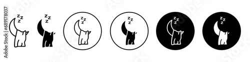 sleep icon. Good sleep with relaxation symbol. Sweet dreams bed time vector. Quality night snore in moon light sign.