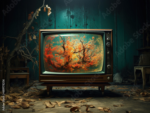 Nature Reclaims the Past: Abandoned Vintage TV Overgrown with Plants