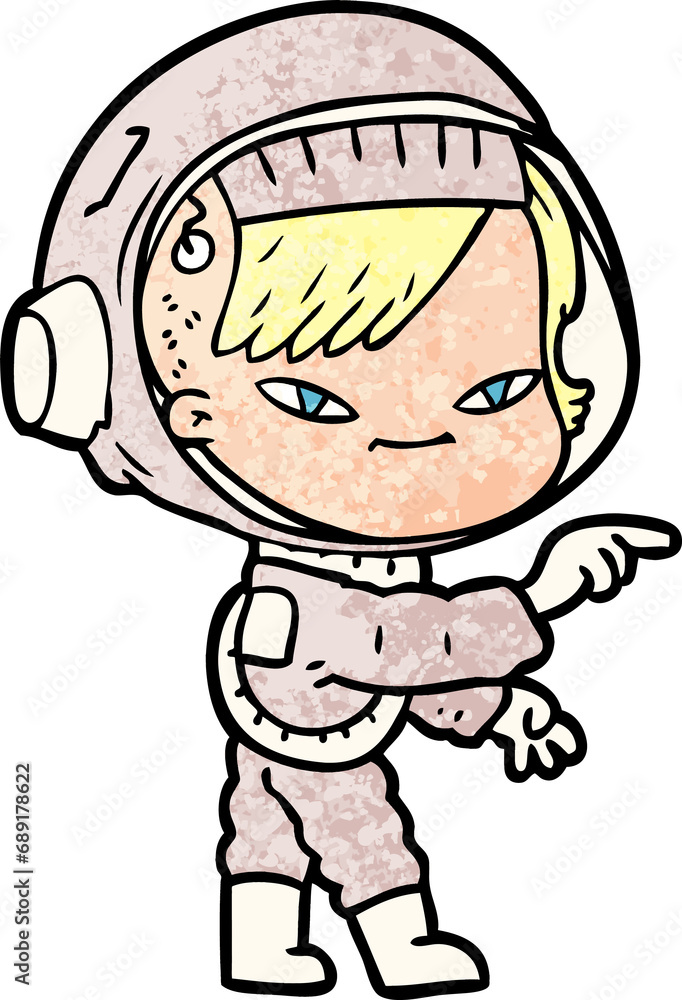 cartoon astronaut woman