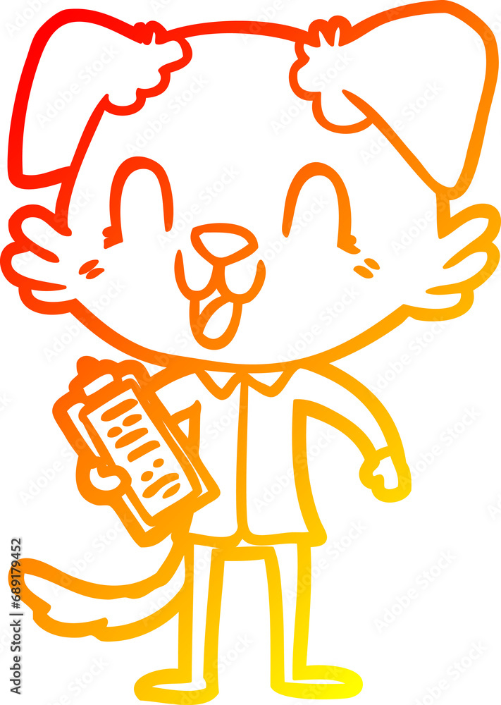 warm gradient line drawing of a laughing cartoon dog boss warm gradient line drawing of a laughing cartoon dog boss