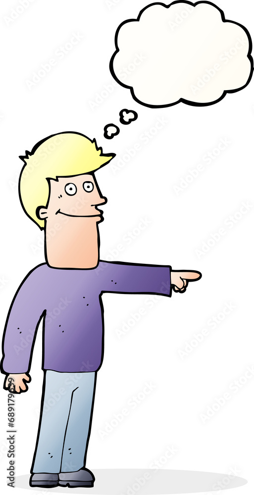 cartoon man pointing with thought bubble cartoon man pointing with thought bubble