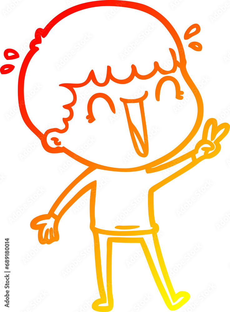 warm gradient line drawing of a laughing cartoon man warm gradient line drawing of a laughing cartoon man