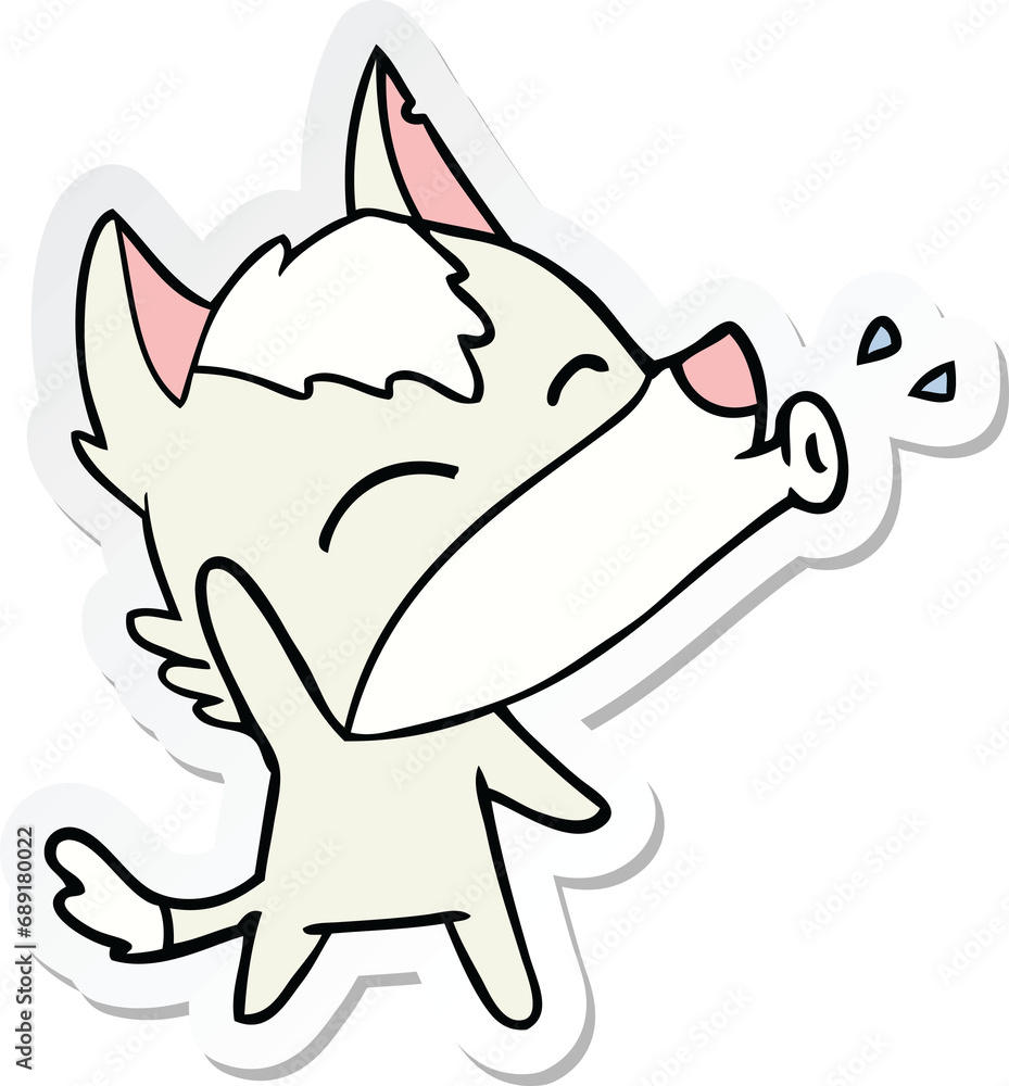 Fototapeta premium sticker of a howling wolf cartoon