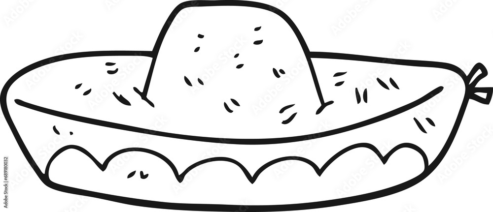 Fototapeta premium freehand drawn black and white cartoon hat