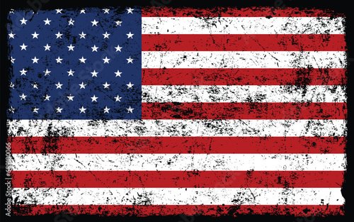 Grunge American flag.Vector flag of USA. 