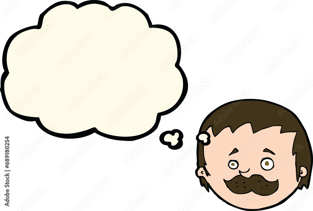 cartoon man with mustache with thought bubble cartoon man with mustache with thought bubble
