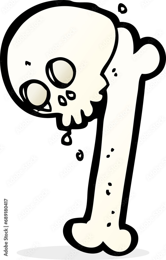 Naklejka premium cartoon halloween bone number