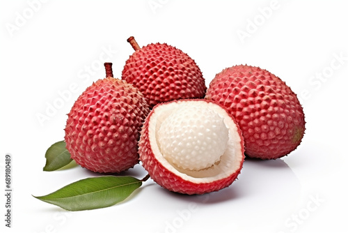 Lychee fruit on a white background
