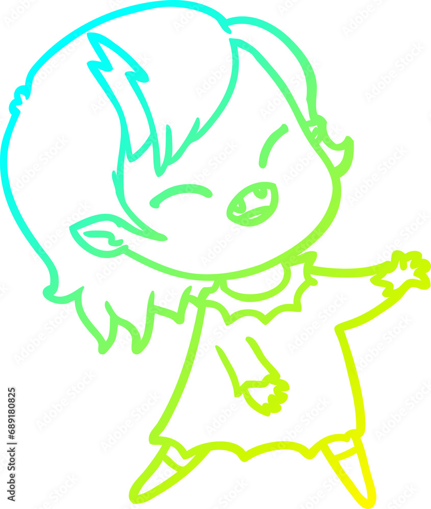 cold gradient line drawing of a cartoon laughing vampire girl cold gradient line drawing of a cartoon laughing vampire girl