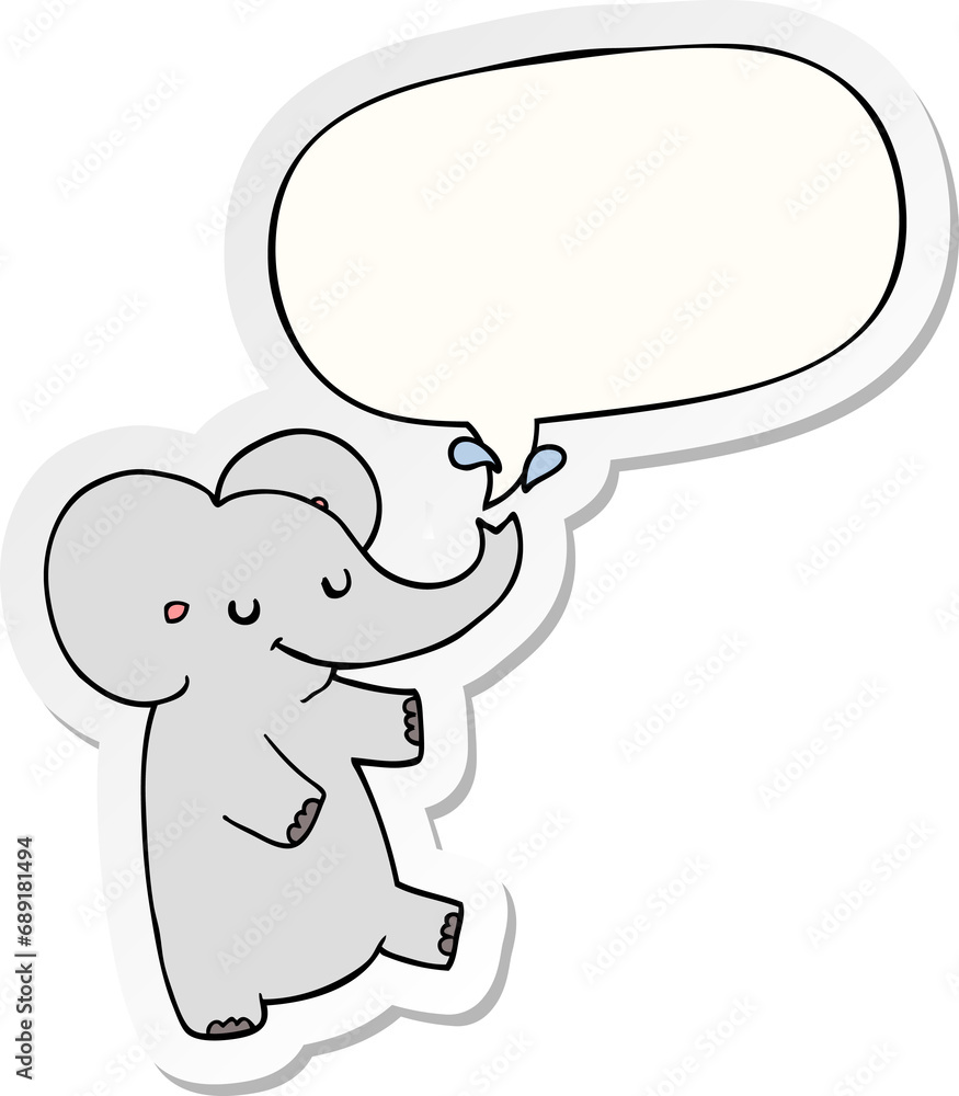 cartoon dancing elephant with speech bubble sticker cartoon dancing elephant with speech bubble sticker