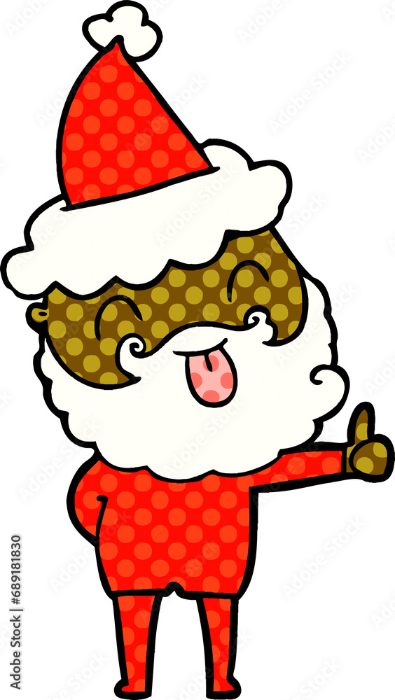 man with beard sticking out tongue wearing santa hat man with beard sticking out tongue wearing santa hat