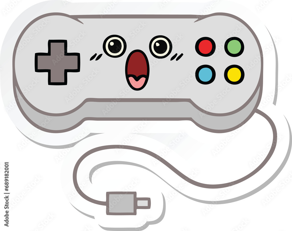 sticker of a cute cartoon game controller sticker of a cute cartoon game controller