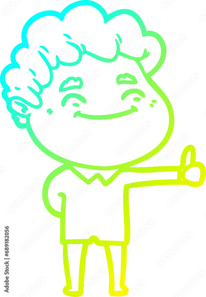 cold gradient line drawing of a cartoon friendly man cold gradient line drawing of a cartoon friendly man