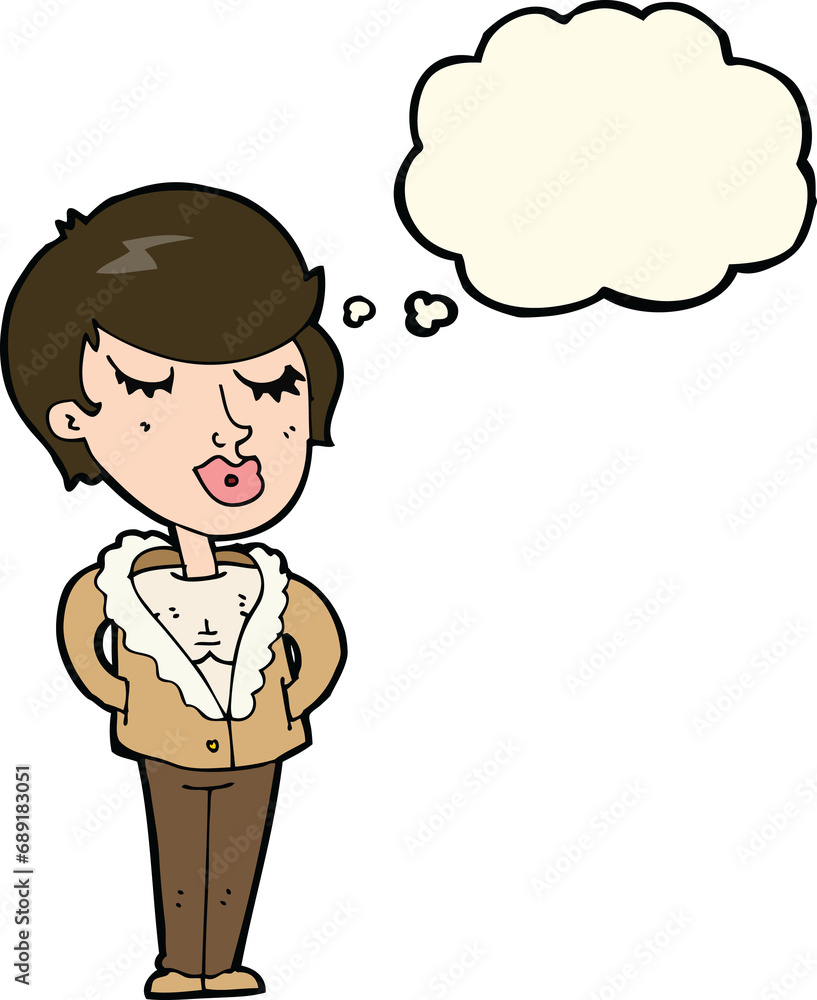 cartoon cool relaxed woman with thought bubble cartoon cool relaxed woman with thought bubble