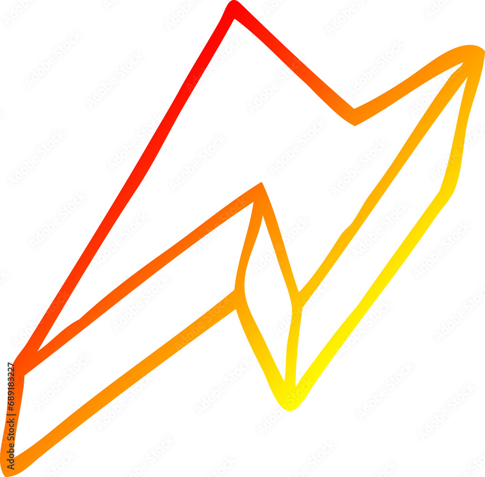 warm gradient line drawing of a cartoon decorative lightning bolt warm gradient line drawing of a cartoon decorative lightning bolt