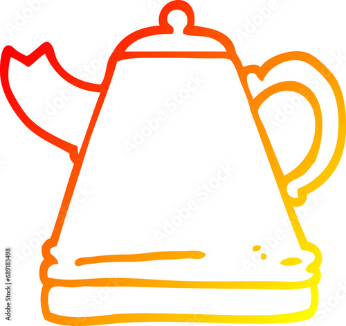 warm gradient line drawing of a cartoon kettle