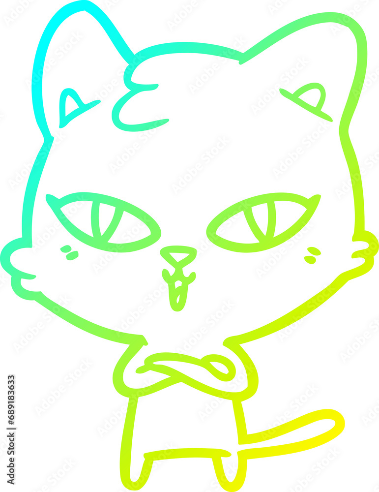 cold gradient line drawing of a cartoon cat cold gradient line drawing of a cartoon cat