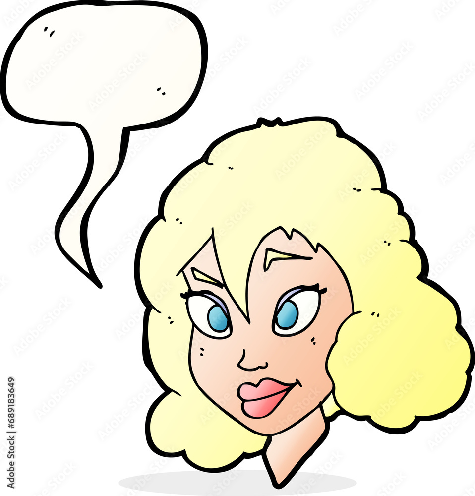cartoon pretty woman with speech bubble cartoon pretty woman with speech bubble
