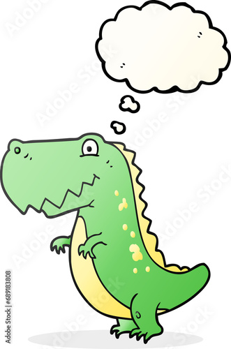 freehand drawn thought bubble cartoon dinosaur