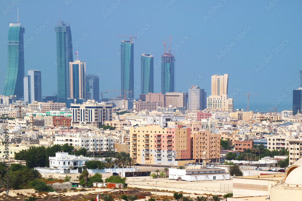 Impressive Panoramic Aerial View of Manama Cityscape, the Capital City of Bahrain