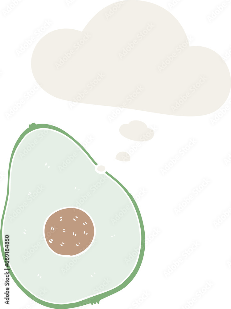 cartoon avocado with thought bubble in retro style cartoon avocado with thought bubble in retro style