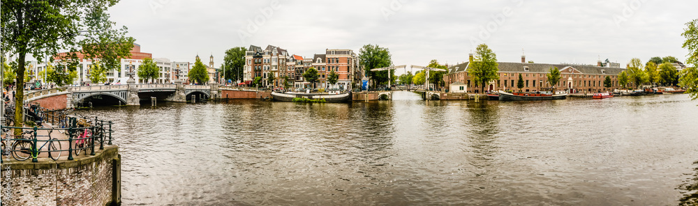 Panorama of the Amstel river, Amsterdam