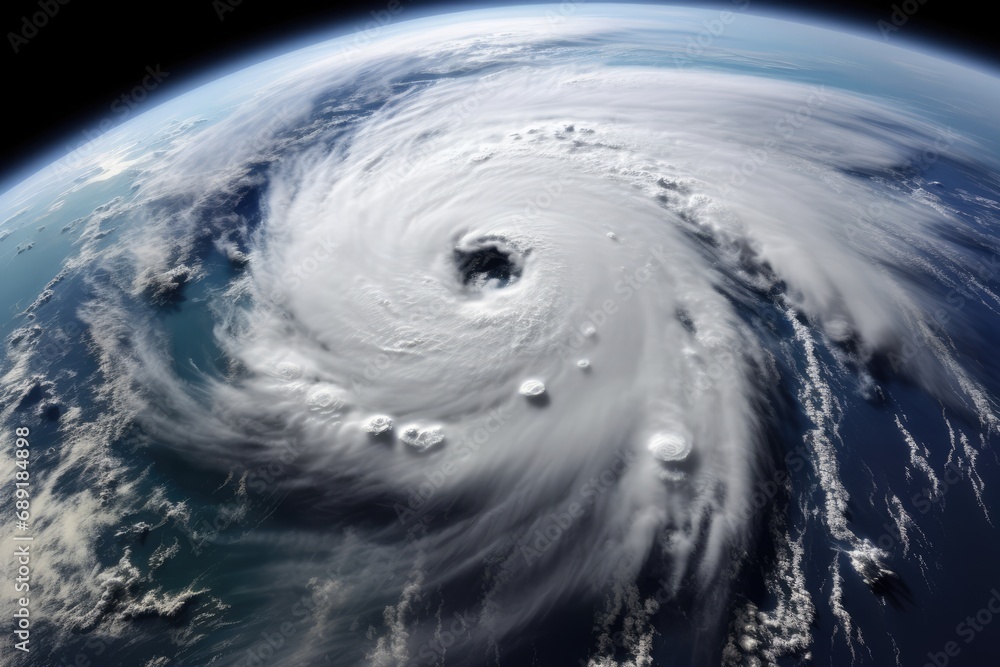Satellite View Of Hurricane Florence, Super Typhoon Atmospheric Cyclone. Сoncept Night Sky Photography, Waterfall Landscape, Sunsets At The Beach, Autumn Foliage