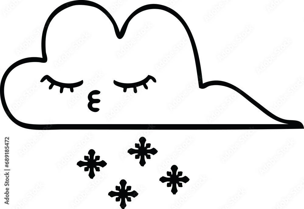line drawing cartoon of a snow cloud line drawing cartoon of a snow cloud