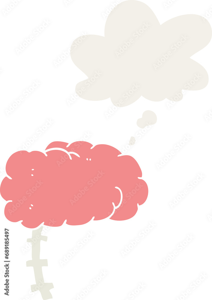 cartoon brain with thought bubble in retro style cartoon brain with thought bubble in retro style