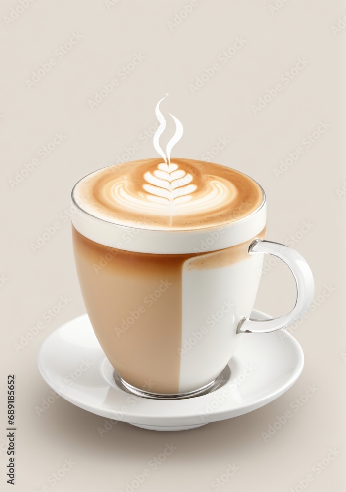 A Cup Of Caff㨠Latte Isolated On A White Background A Cup Of Caff㨠Latte Isolated On A White Background