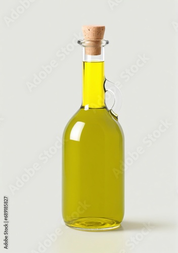 Olive Oil Glass Bottle Isolated On A White Background