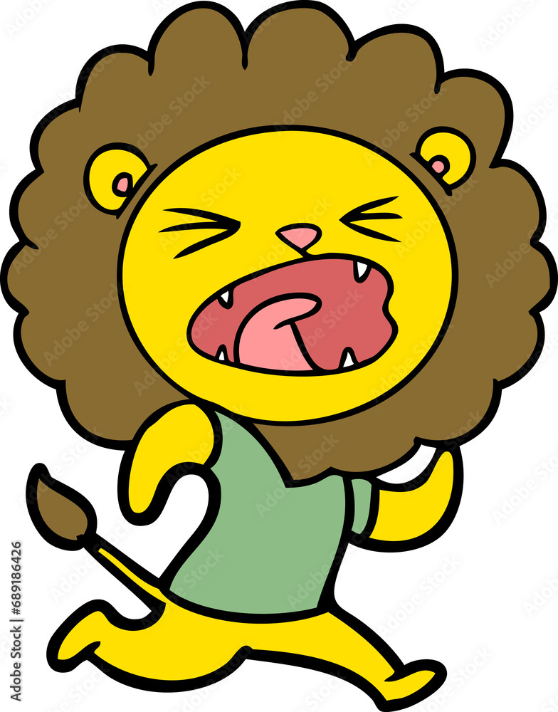 Obraz premium cartoon lion running