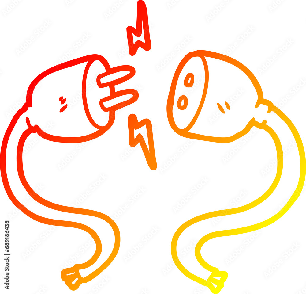 Obraz premium warm gradient line drawing of a cartoon plug and socket