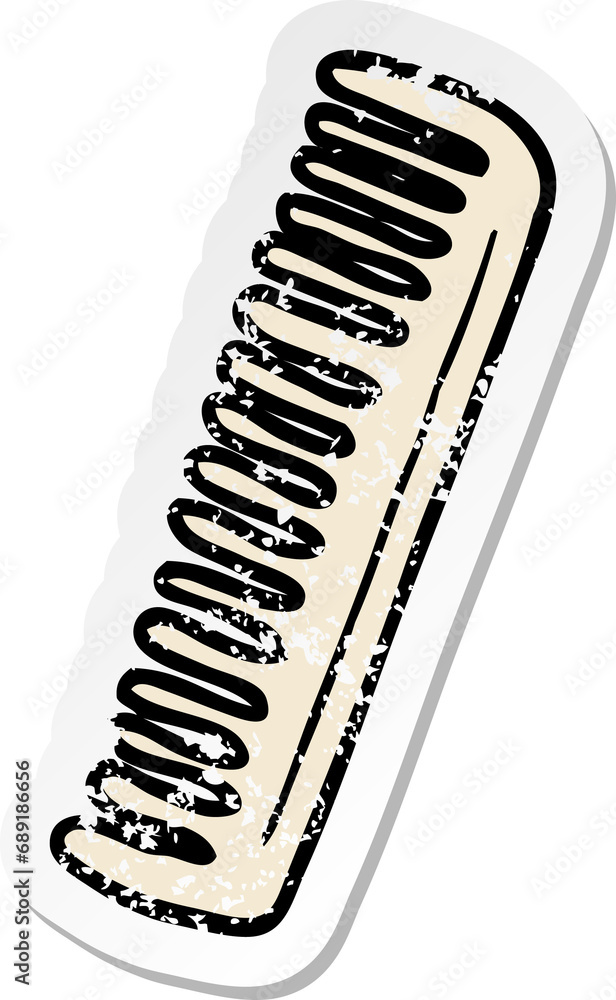 distressed sticker of a cartoon comb distressed sticker of a cartoon comb