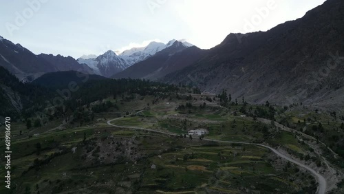 Aerial View of Rama Meadows, Astore, Gilgit Baltistan Pakistan. Lake Rama is only 20 kilometers away from the majestic Nanga Parbat 9th highest mountain of world